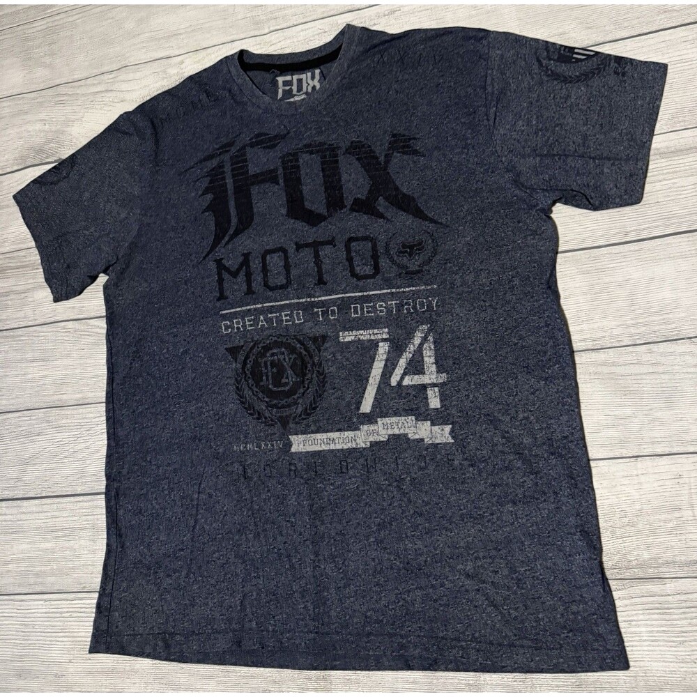 Fox Racing Graphic T Shirt Created To Destroy MCMLXXIV Size XL Charcoal Gray HTF